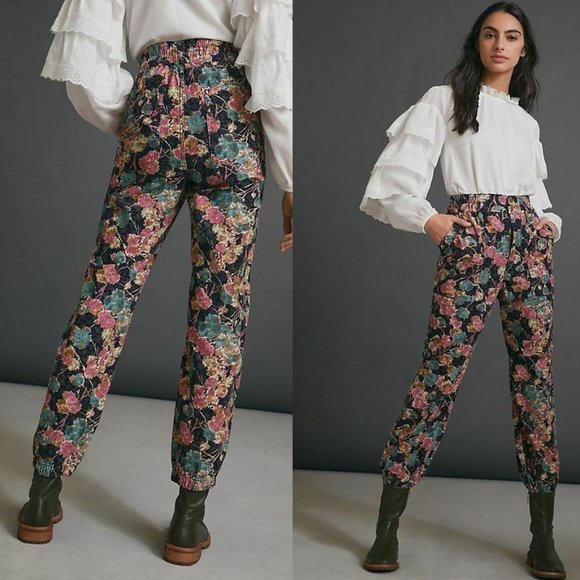 Anthropologie Pants - Anthropologie Anisa Floral Corduroy Joggers size SP petite size new with tag